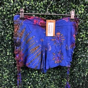 Kathmandu Tie Side Blue Tie-Dye Women's Shorts NEW NWT